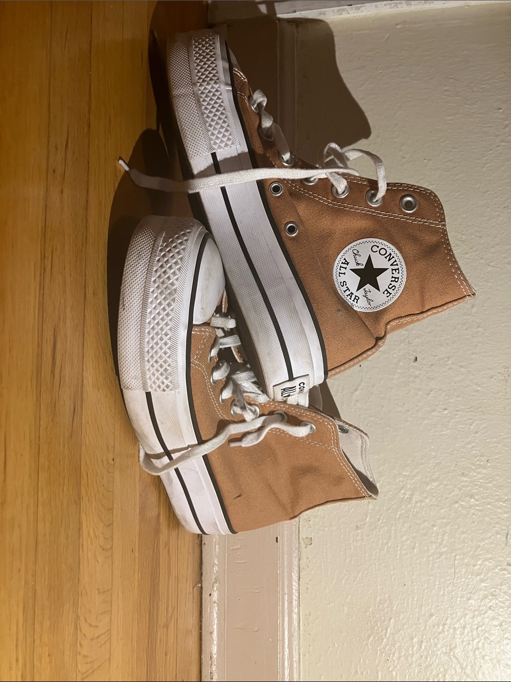 Converse High Top Sneakers - Tan and White
